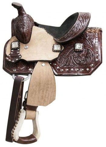 saddle double pony inch rhinestone conchos crystal horse tooled floral leather chicksaddlery mini saddles code tack supplies