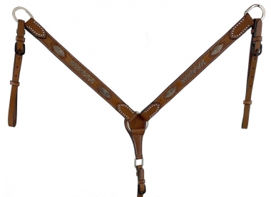 Showman Argentina Cow Leather Breast Collar With Rawhide Inlay Accents ...