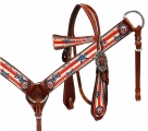 Showman Stars And Stripes Headstall, Breast Collar, Reins Set