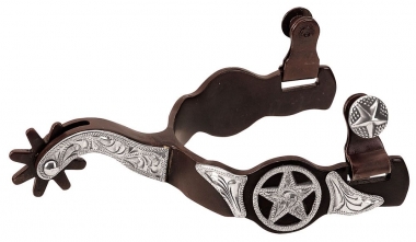 WEAVER LEATHER Engraved German Silver Trim Men's Spurs 