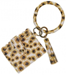 Bangle Key Chain/Wallet - White Sunflower