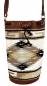 Showman Southwest Wool Saddle Blanket Bucket Handbag - Cream/Tan/Black