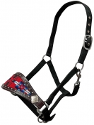 Rugged Ride Bronc Halter With Beaded Inlay - Red Aztec Feather