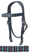 Rugged Ride Nylon Browband Headstall - Turquoise Aztec