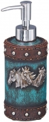 Horse Heads Soap Pump In Blue Leather