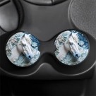 3D Blue Floral Horse Ceramic Car Coasters - 2 pack