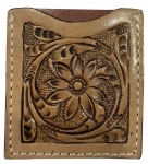Showman Floral Tooled Leather Cell Phone Card Holder