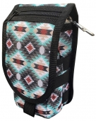 Showman Clip N Ride Large Cell Phone Case With Pockets - Teal Aztec Diamonds