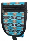Showman Clip N Ride Large Cell Phone Case With Pockets - Teal/Black/Tan Aztec