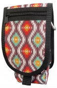 Showman Clip N Ride Large Cell Phone Case With Pockets - Tan/Red/Turq Aztec