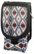 Showman Clip N Ride Large Cell Phone Case With Pockets - Grey Aztec Diamonds