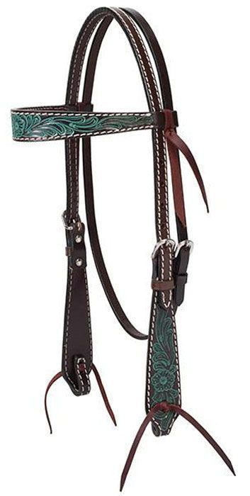 経典 (Browband Headstall) - Turquoise Cross Carved Turquoise