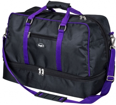 Purple Travel Duffle Bag With Shoes Compartment, Large Capacity