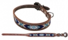 Showman Couture Beaded Inlay Leather Dog Collar