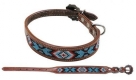 Showman Couture Southwest Beaded Inlay Leather Dog Collar