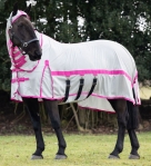 Derby House Pro Combo Neck Fly Sheet With Belly Wrap - Silver/Berry