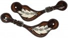 Rugged Ride Deluxe Leather Spur Straps - Handpainted Feather