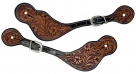 Rugged Ride Deluxe Leather Spur Straps - Blue Dot Tooled