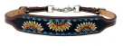 Rugged Ride Deluxe Leather Padded Wither Strap - Sunflower Turquoise Buckstitch