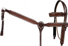 Rugged Ride Deluxe Leather Browband Headstall and Breast Collar Set - Tooled and Buckstitched