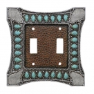 De Leon Collections Turquoise On Leather Double Switch Cover