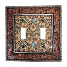 De Leon Collections Tooled Leather Double Switch Cover