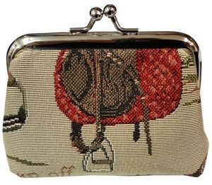 English Horse Tapestry Small Barrel Handbag with Shoulder Straps
