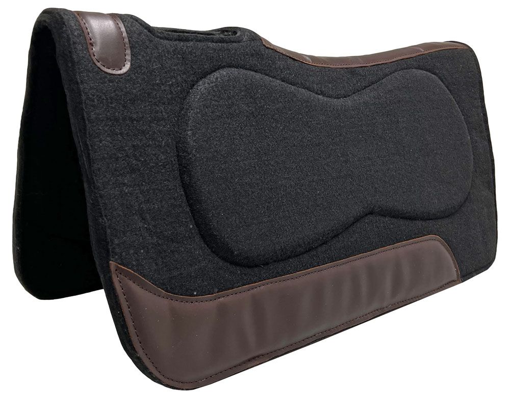 Contour Classic Saddle Pad Grey- Brown Wear Leather – Impact Gel