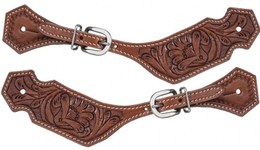 Tough-1 Floral Tooled Leather Spur Straps - Pair: Chicks Discount Saddlery