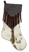 Showman Hair On Cowhide Western Christmas Stocking With Fringe