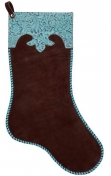 Showman Hair On Cowhide Western Christmas Stocking With Scroll Filigree And Stitched Edges