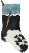 Showman Hair on Cowhide Christmas Stocking With Teal Gator Print Top And Studs