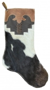 Showman Hair on Cowhide Christmas Stocking With 2-Tone Top And Leather Lacing