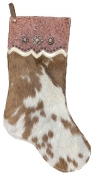 Showman Hair on Cowhide Christmas Stocking With Floral Tool Top And Copper Conchos