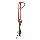 Showman Heavy Oiled Harness Leather Sliding One Ear Headstall With Double Buckles