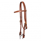 Showman Heavy Oiled Harness Leather Browband Headstall With Water Tie Bit Ends.