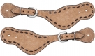 Tough-1 Kirby Roughout Leather Spur Straps With Buckstitch - Pair