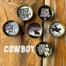 Cowboy Bottlecap Magnets - Pack of 6