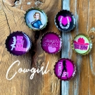 Cowgirl Bottlecap Magnets - Pack of 6