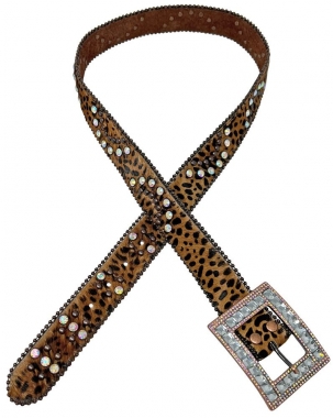 Cheetah/Leopard Print Rhinestone Designer Belts For Women