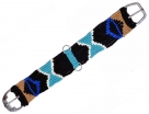 Showman Mohair Teal/Black Straight String Girth With Aztec Design