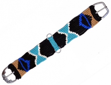Showman Mohair Teal/Black Straight String Girth With Aztec Design ...
