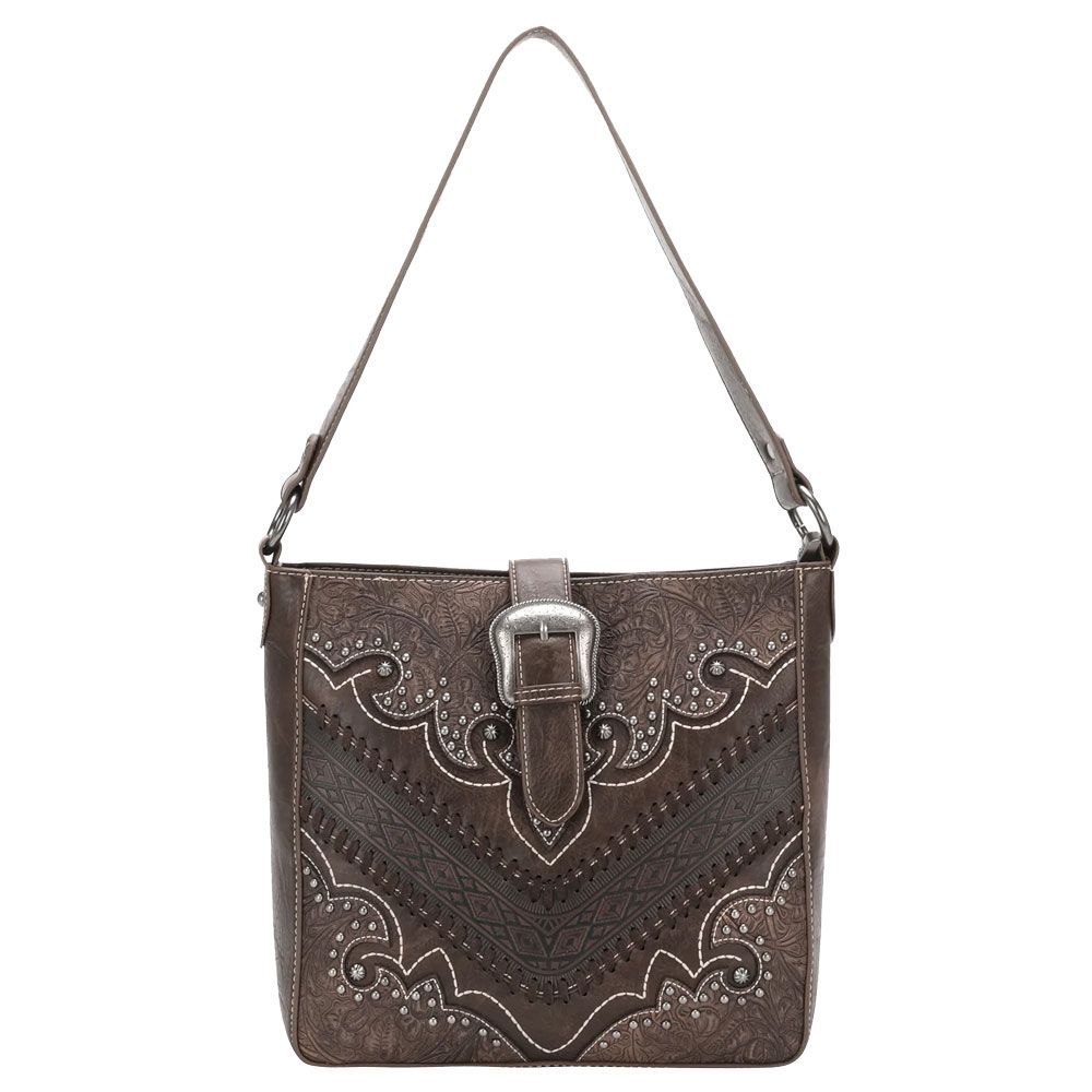 Montanta Embossed Leather Hobo Handbag