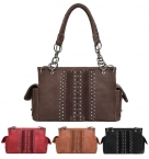 Montana West Whipstitch Collection Conceal Carry Satchel Handbag With Criss-Cross Detail