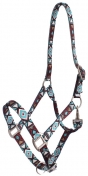 Showman Adjustable Premium Nylon Halter With Turquoise And Burgundy Geometric Design