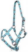 Showman Adjustable Premium Nylon Halter With Turquoise And Gold Diamond Design