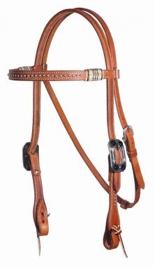 Professionals Choice Dotted Browband Headstall With Nat Blk Rawhide And 