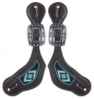 Professionals Choice Beaded Spur Strap - Black and Turquoise