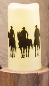 De Leon LED 6 Inch Pillar Candle With Cowboy Silhouettes