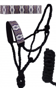 Leather Nose Mule Tape Halter with 6 foot Lead-Purple Diamond